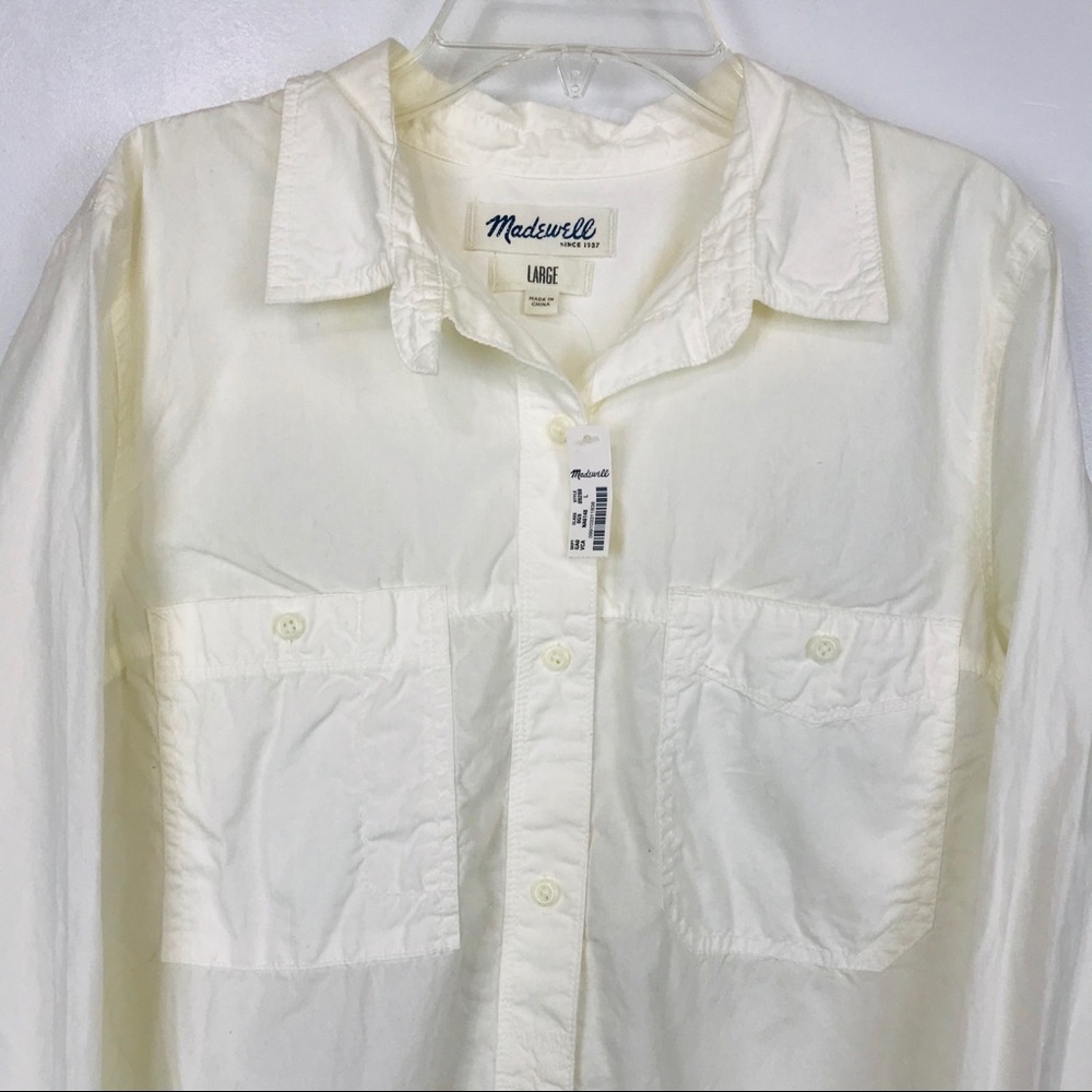 Madwell Button Down Shirt Size Large Ivory   183 - Picture 4 of 7